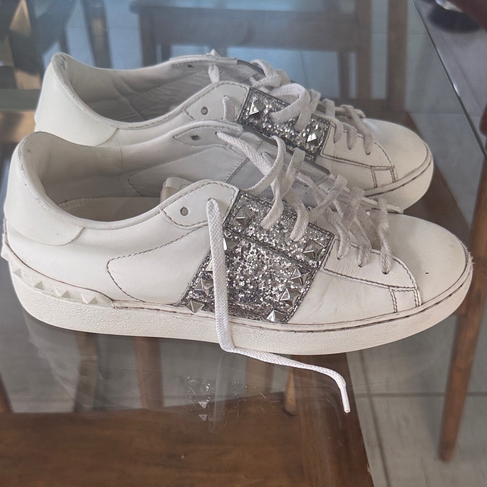 Valentino Authentic Rockstar Untitled 11 Women's White and Silver Sneakers